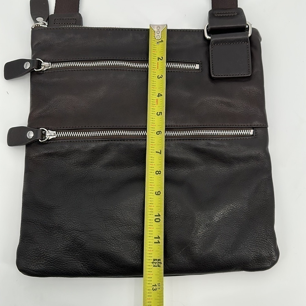 Margot Dark Brown Leather Zippered Adjustable Strap Large Crossbody Purse - Picture 10 of 10